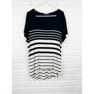 ATHLETA Black/White Striped Short Sleeve Tunic Tee XL